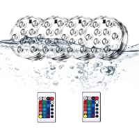 4 Pcs Luces LED Subacuáticas- Luces de Piscina IP68 a Prueba de Agua con Control Remoto- Luces Coloridas para Acuarios…